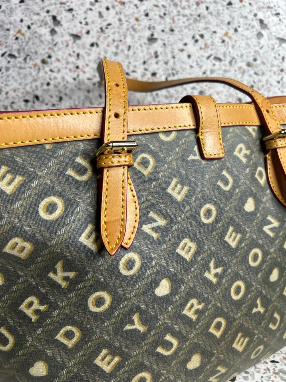 Dooney And Bourke East West Tote Y2K-era "Crossword" or "It" Collection - Picture 6 of 16